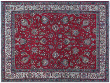 handmade Traditional Tabriz Red Beige Hand Knotted RECTANGLE 100% WOOL area rug 10x13
